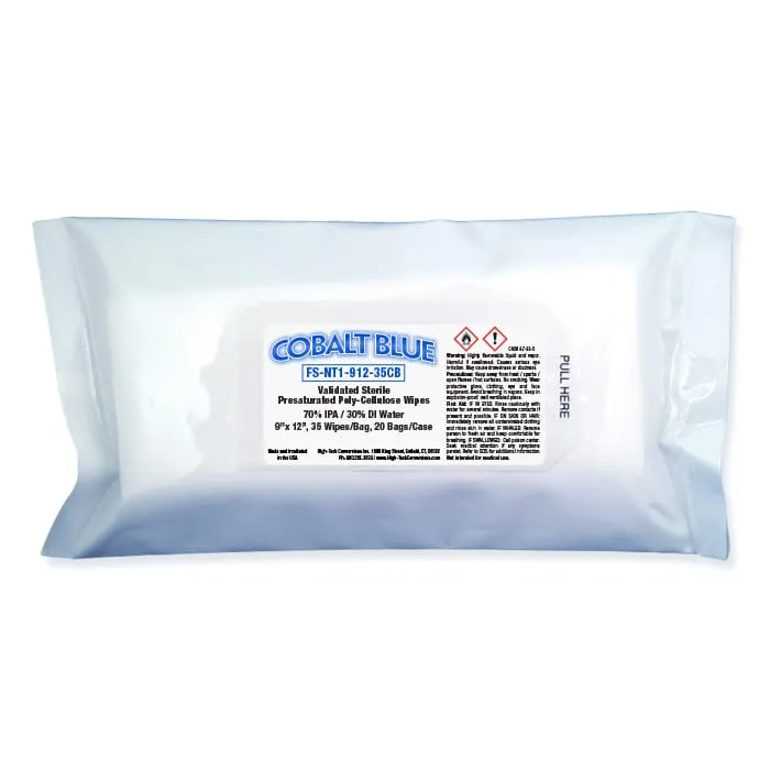 Cobalt Blue Sterile Poly-Cellulose IPA Wipes, Item: FS-NT1-912CB