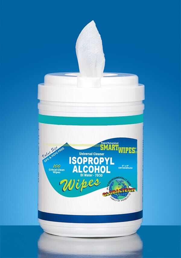 GlobalTech® Critical-Clean 70/30 Isopropyl Alcohol (IPA) Wipes, Poly-Cellulose, 6" x 9"