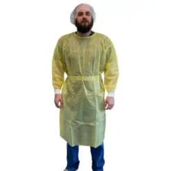 Level 1 Isolation Gown, Spunbonded Polypropylene, Yellow