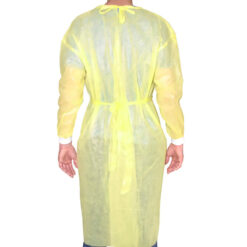 Level 1 Isolation Gown, Spunbonded Polypropylene, Yellow, Back