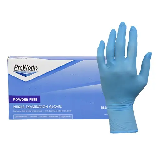 ProWorks® Blue Nitrile Powder Free Exam Gloves, 3 mil (HOS-GL-N103EPF)