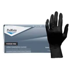 ProWorks® Black Nitrile Exam Gloves, Powder-Free, 5 mil (HOS-GL-N145F)