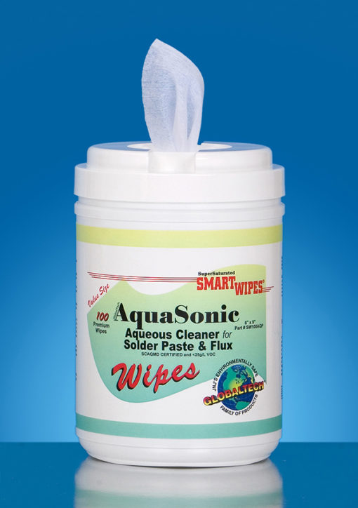 GlobalTech® AquaSonic® Aqueous Solder Paste & Flux Wipes, Polyester, 6" x 9" - Premix
