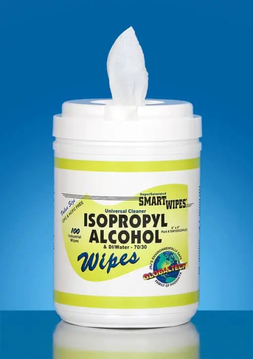 GlobalTech® Industrial 70/30 Isopropyl Alcohol (IPA) Saturated Wipes, Hydroknit®, 6" x 9"