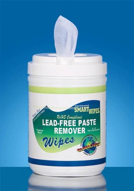 GlobalTech® Lead Free Paste Remover Wipes, Polyester, 6" X 9"