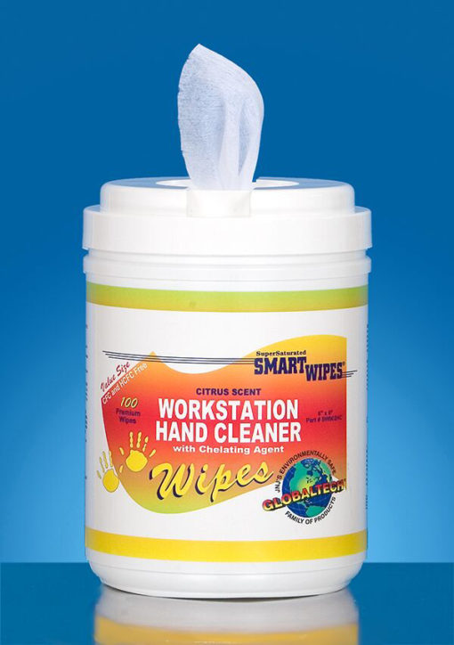GlobalTech® WorkStation Hand Cleaner Wipes, Citrus Scent, Polyester, 6" x 9"